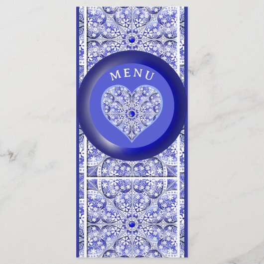 Keramische Kant Blauw van Griekenland Menu (Achterkant)