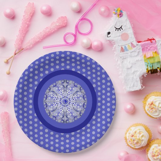 Keramische kant Blauw van Griekenland Papieren Bordje (Feest)