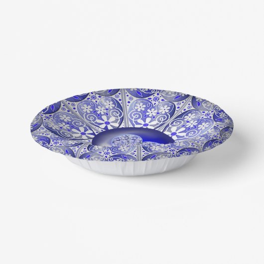 Keramische Kant Blauw van Griekenland Papieren Kommen (Gebogen)