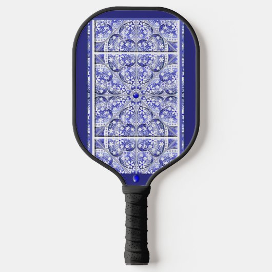 keramische kant Blauw van Griekenland Pickleball Paddle (Voorkant)