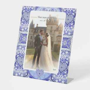 Keramische kant Blauw van Griekenland Reclamebord Met Voetstuk