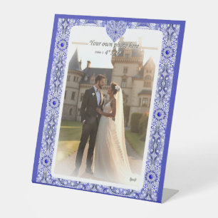 Keramische kant Blauw van Griekenland Reclamebord Met Voetstuk