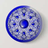 Keramische Kant Blauw van Griekenland Ronde Button 7,6 Cm (Voorkant)