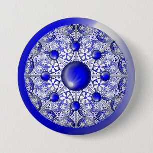 Keramische Kant Blauw van Griekenland Ronde Button 7,6 Cm