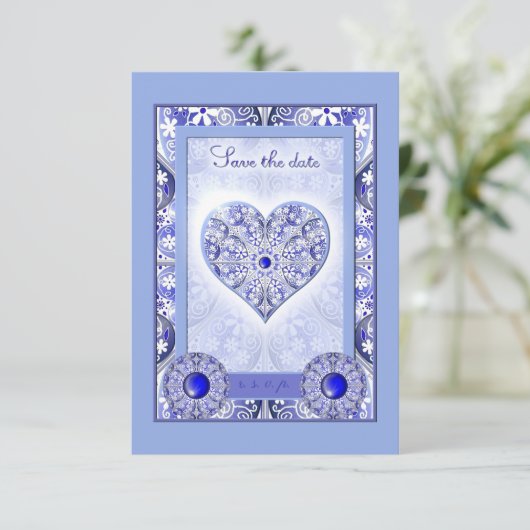 Keramische kant Blauw van Griekenland RSVP Kaartje (Staand voorkant)