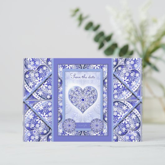 Keramische kant Blauw van Griekenland RSVP Kaartje (Staand voorkant)