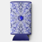 keramische kant Blauw van Griekenland Seltzer Blikjeskoeler (Achterkant)