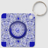 Keramische Kant Blauw van Griekenland Sleutelhanger (Achterkant)