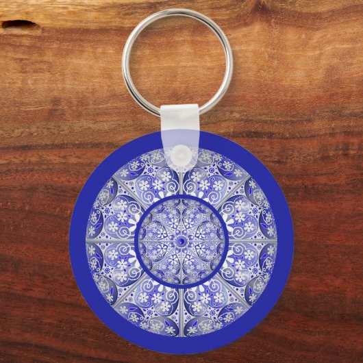 Keramische Kant Blauw van Griekenland Sleutelhanger (Voorkant)