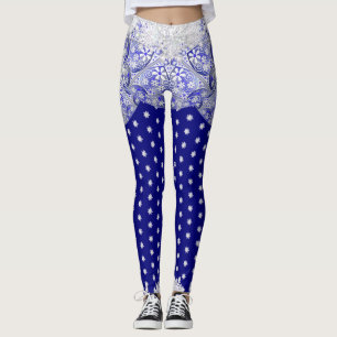 Keramische kant blauw van Griekenland & sneeuwvlok Leggings