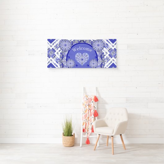 Keramische Kant Blauw van Griekenland Spandoek (Insitu)