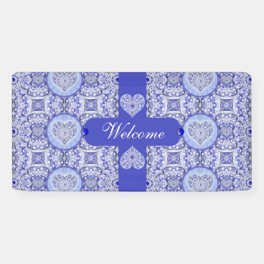 Keramische kant Blauw van Griekenland Spandoek (Horizontaal)