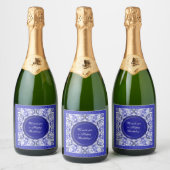 Keramische kant Blauw van Griekenland Sparkling Wijnetiket (Flessen)