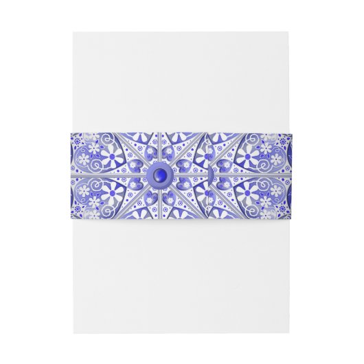 Keramische Kant Blauw van Griekenland Uitnodigingen Wikkel (Achterkant Voorbeeld)