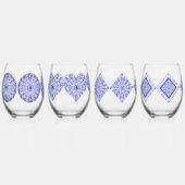 Keramische kant Blauw van Griekenland Wijnglas Zonder Voet (Voorkant)