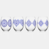 Keramische kant Blauw van Griekenland Wijnglas Zonder Voet (Achterkant)