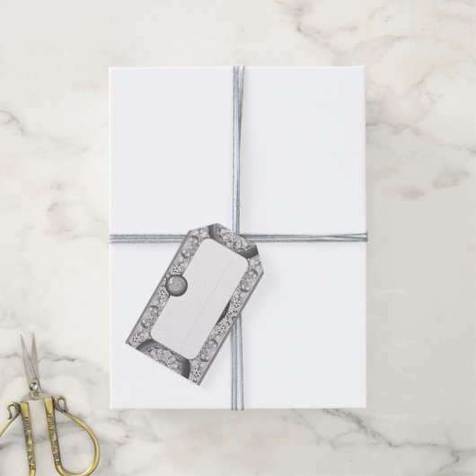 Keramische Kant grijs Cadeaulabel (Met Touw)