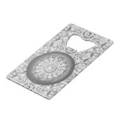 Keramische kant grijs creditkaart flessenopener (Voorkant Gekanteld)