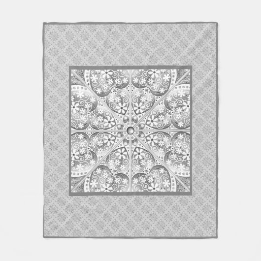 Keramische kant grijs fleece deken (Voorkant)
