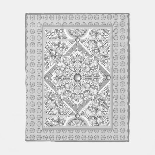 Keramische kant grijs fleece deken (Voorkant)