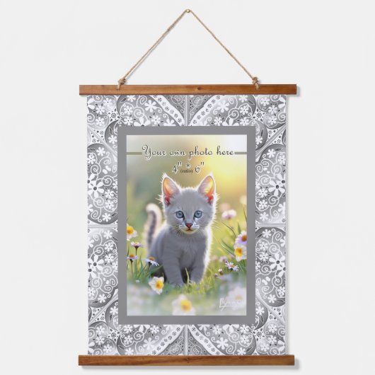 Keramische kant grijs hangend wandkleed (Voorkant)