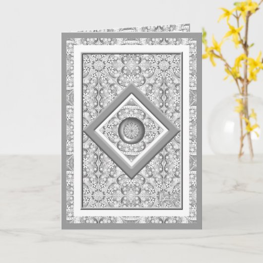 Keramische Kant grijs Kaart (Gele Bloem)