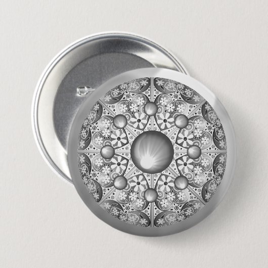 Keramische kant grijs ronde button 7,6 cm (Voorkant /achterkant)