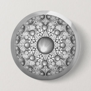 Keramische kant grijs ronde button 7,6 cm