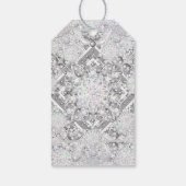 Keramische kant grijs & sneeuwvlok cadeaulabel (Achterkant)
