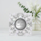 Keramische kant grijs & sneeuwvlok feestdagenkaart (Staand voorkant)