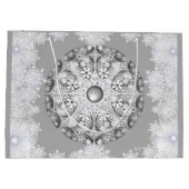 Keramische kant grijs & sneeuwvlok groot cadeauzakje (Achterkant)