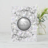 Keramische kant grijs & sneeuwvlok kaart (Staand voorkant)