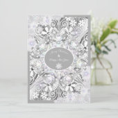 Keramische kant grijs & sneeuwvlok kaart (Staand voorkant)