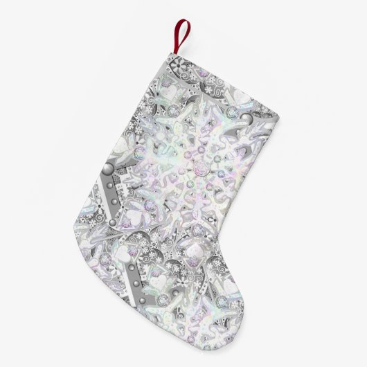 Keramische kant grijs & sneeuwvlok kleine kerstsok (Voorkant (Hangend))