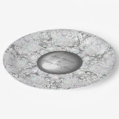 Keramische kant grijs & sneeuwvlok papieren bordje (Gekanteld)