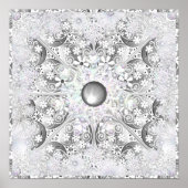 Keramische kant grijs & sneeuwvlok poster (Voorkant)