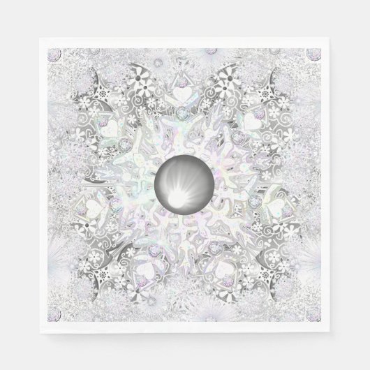 Keramische kant grijs & sneeuwvlok servet (Voorkant)