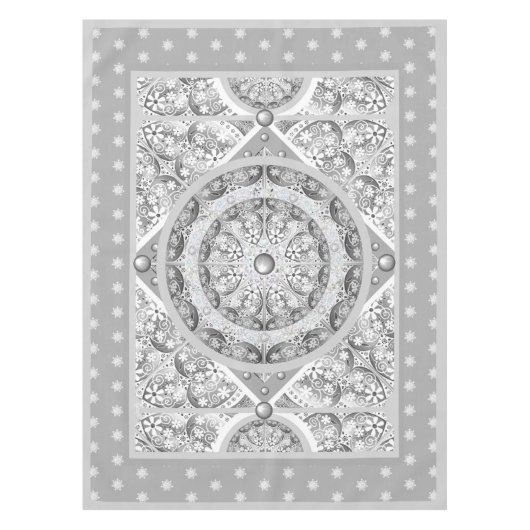 Keramische kant grijs & sneeuwvlok tafelkleed (Voorkant)