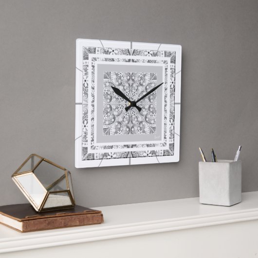 Keramische kant grijs vierkante klok (Kantoor)