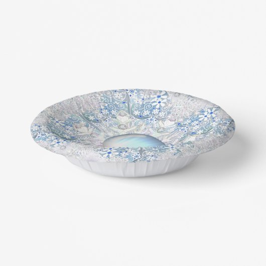 Keramische kant hemelsblauw &sneeuwvlok papieren kommen (Gebogen)