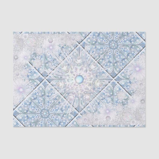 Keramische kant hemelsblauw & sneeuwvlok tissuepapier (Voorkant)