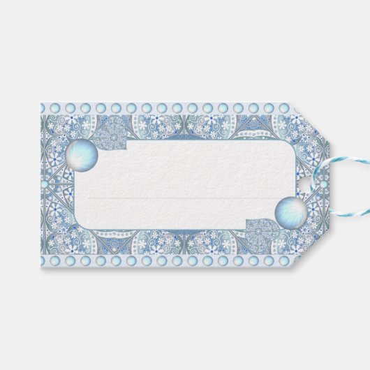 Keramische Kant Lichtblauw Cadeaulabel (Voorkant (Horizontaal))