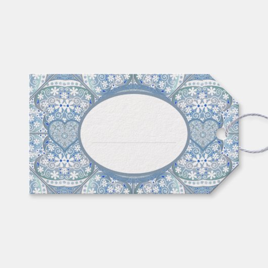 Keramische kant Lichtblauw Cadeaulabel (Voorkant (Horizontaal))