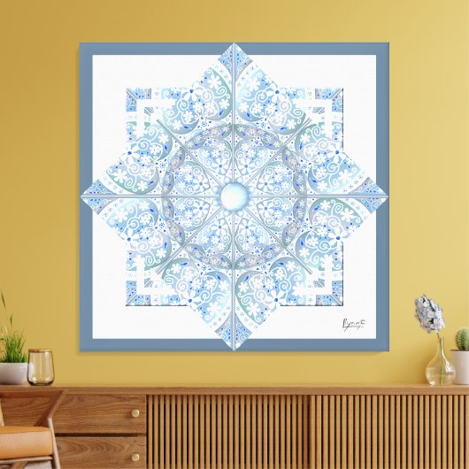 Keramische Kant Lichtblauw Canvas Afdruk (Insitu (Woonkamer))