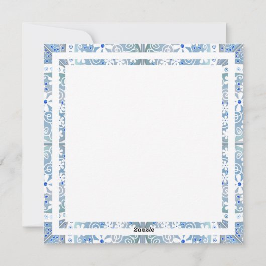 Keramische kant Lichtblauw Feestdagenkaart (Achterkant)