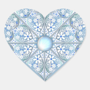 Keramische Kant Lichtblauw Hart Sticker