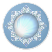 Keramische kant Lichtblauw Knop (Voorkant)