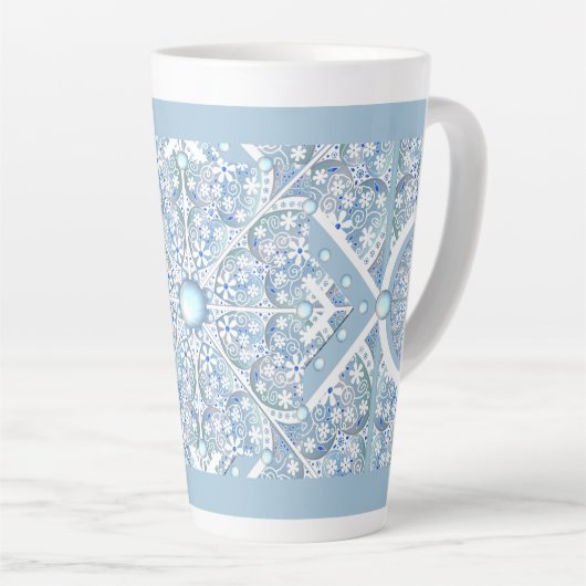 Keramische kant Lichtblauw Latte Mok (Rechterhoek)