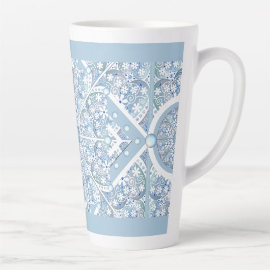 Keramische kant Lichtblauw Latte Mok (Rechts)