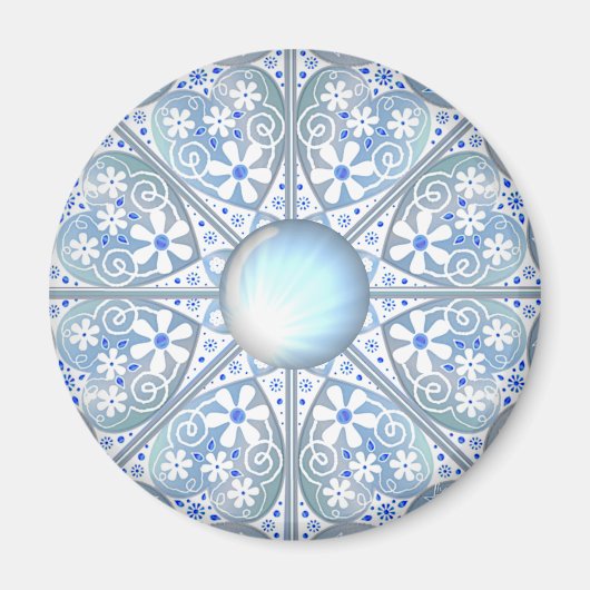 Keramische kant Lichtblauw Magneet (Voorkant)